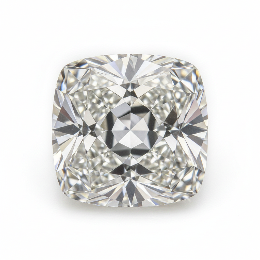 Lab-grown cushion cut loose diamond, IGI certified, white background