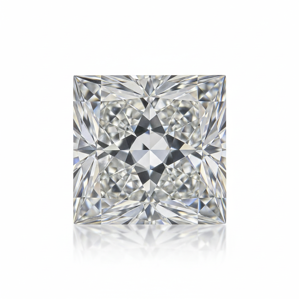 Lab-grown princess cut loose diamond, IGI certified, white background