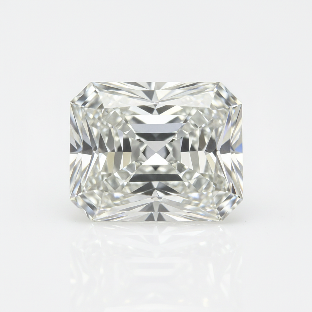 Lab-grown radiant cut loose diamond, IGI certified, white background