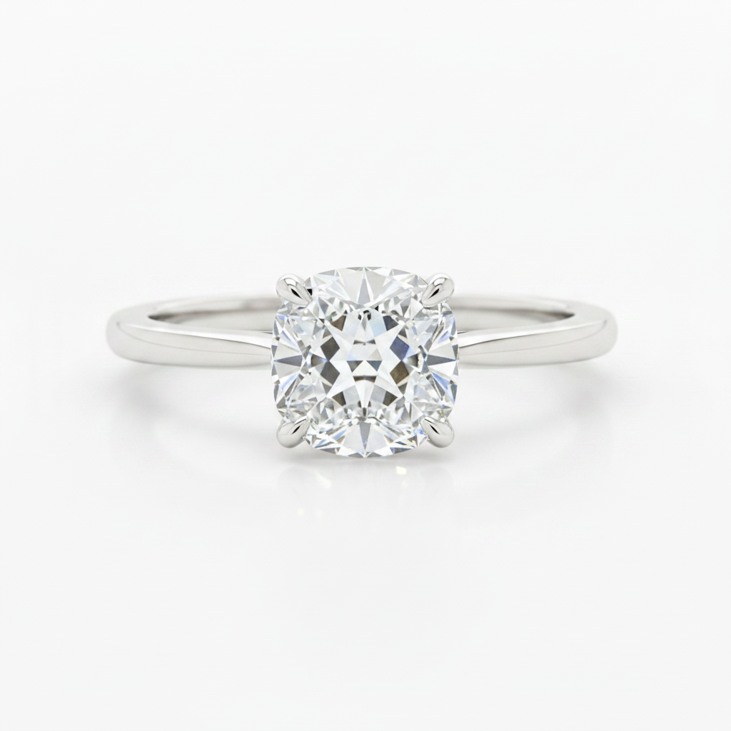 cushion diamond solitaire ring