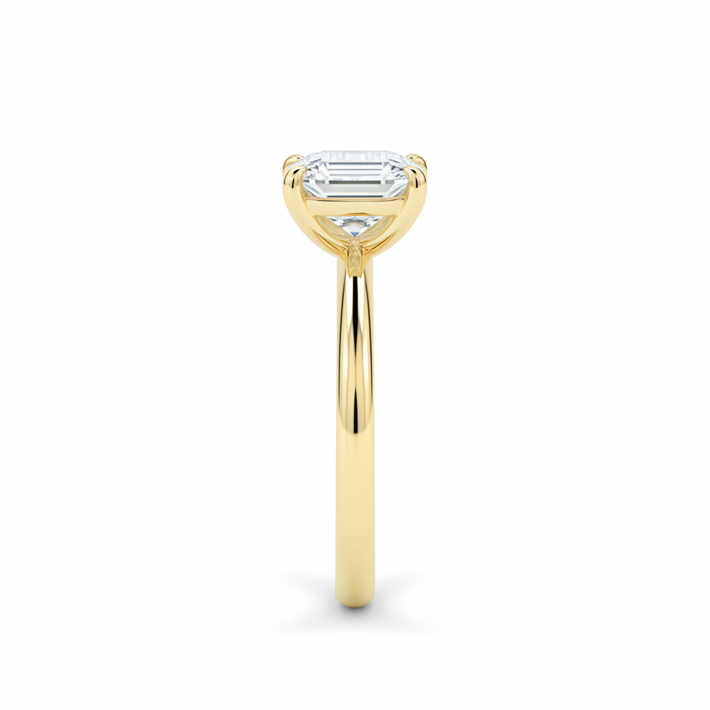 Emerald Solitaire Ring – Yellow Gold Side