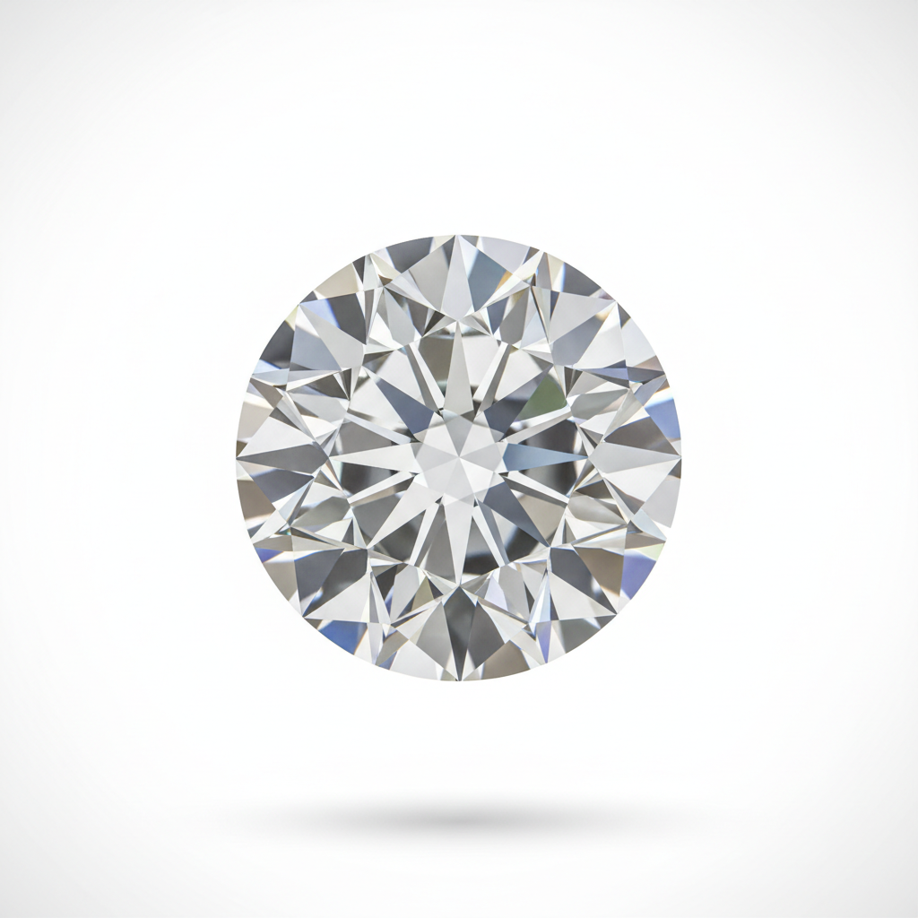 Lab-grown round brilliant cut loose diamond, IGI certified, white background