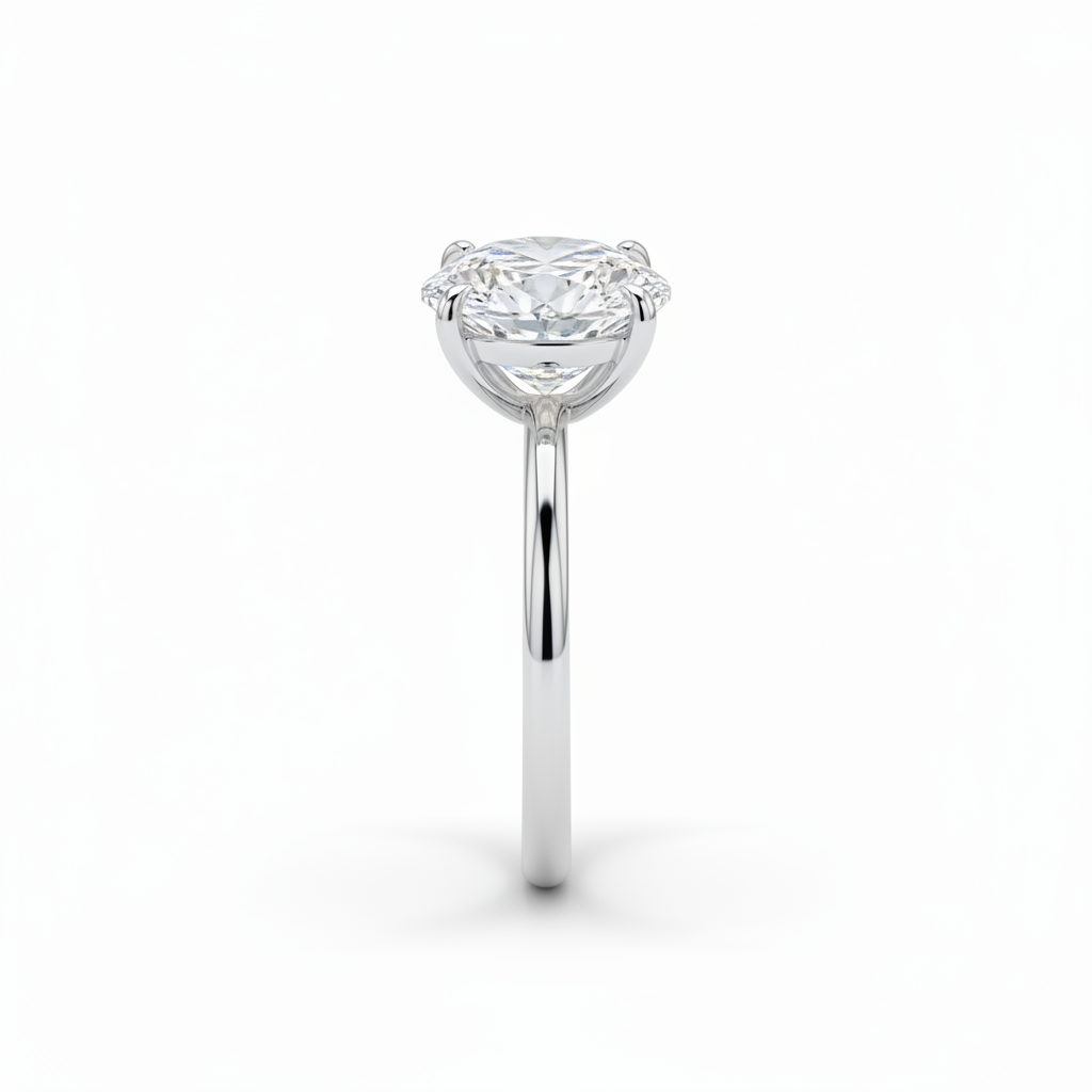 Oval Solitaire Ring – White Gold Side Profile