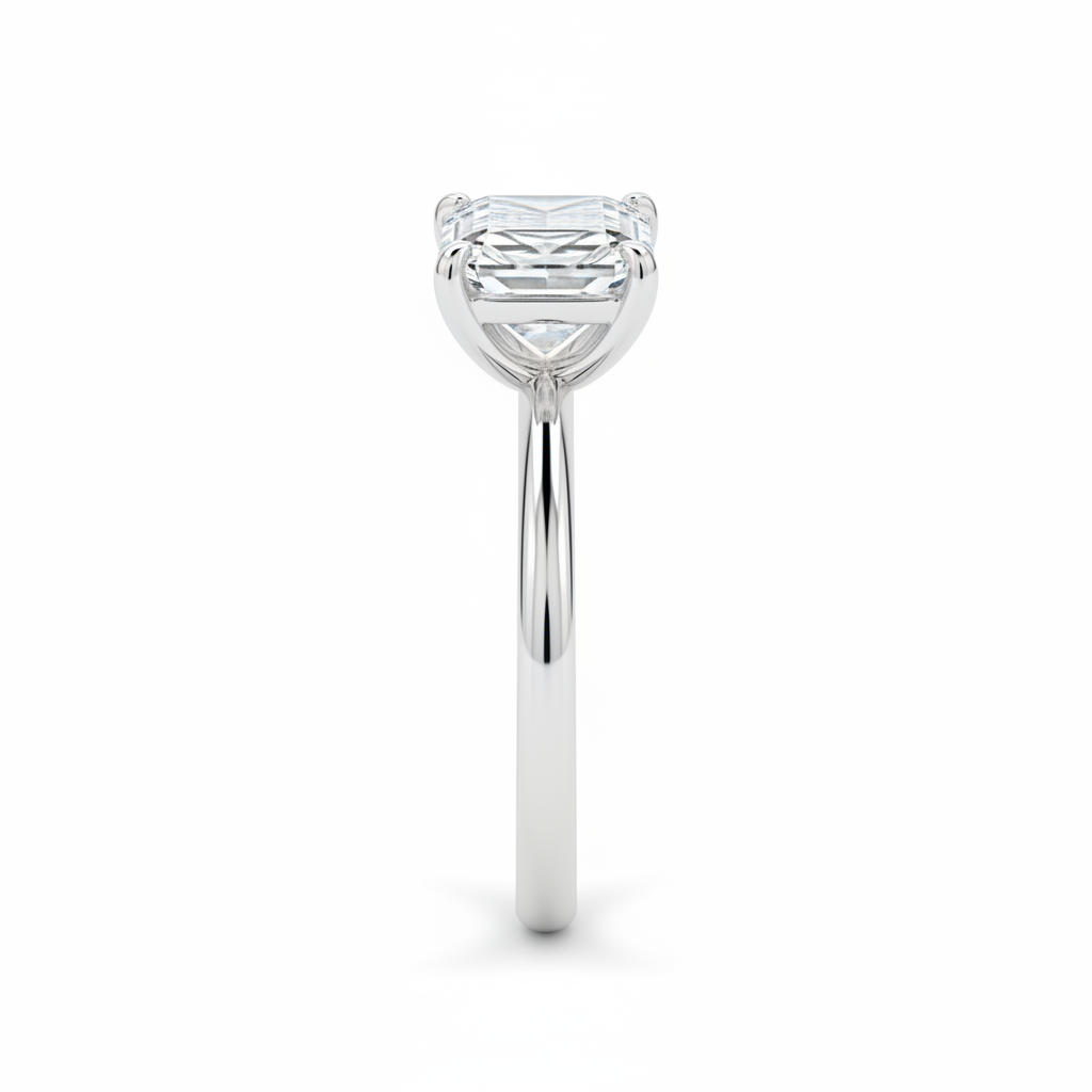 radiant diamond solitaire ring – White Gold Side