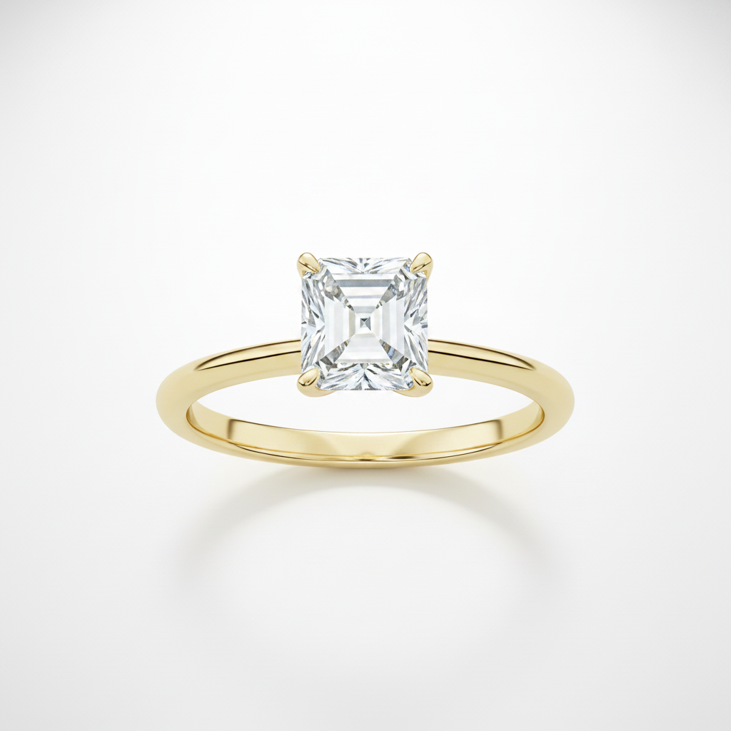 radiant diamond solitaire ring – Yellow Gold Front
