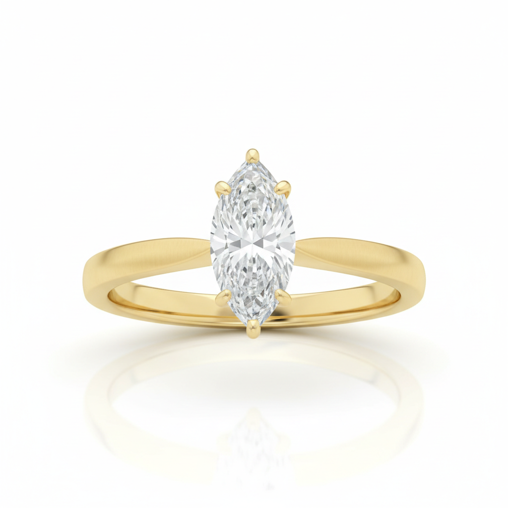 Solitaire Ring – Marquise Yellow Gold